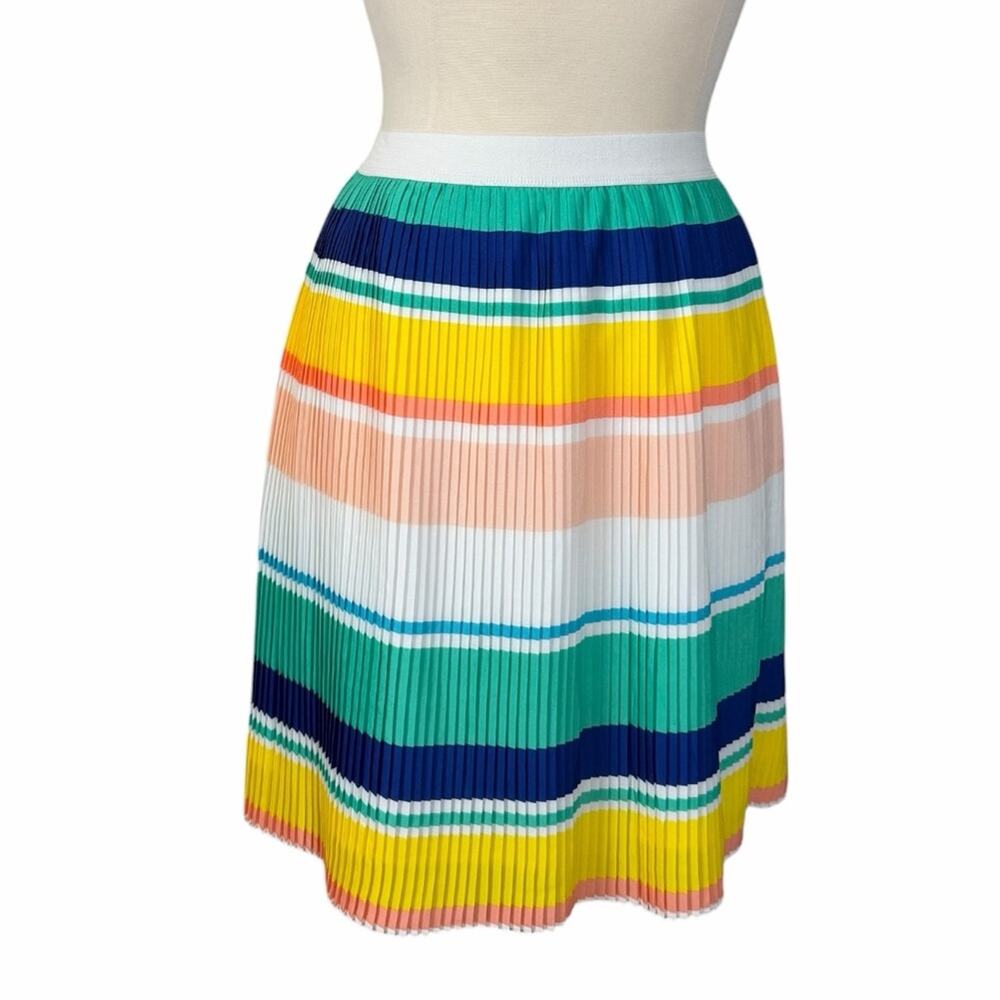 Merona Pleated A-line Skirt White Green Yellow Multicolor Women’s Size XXL